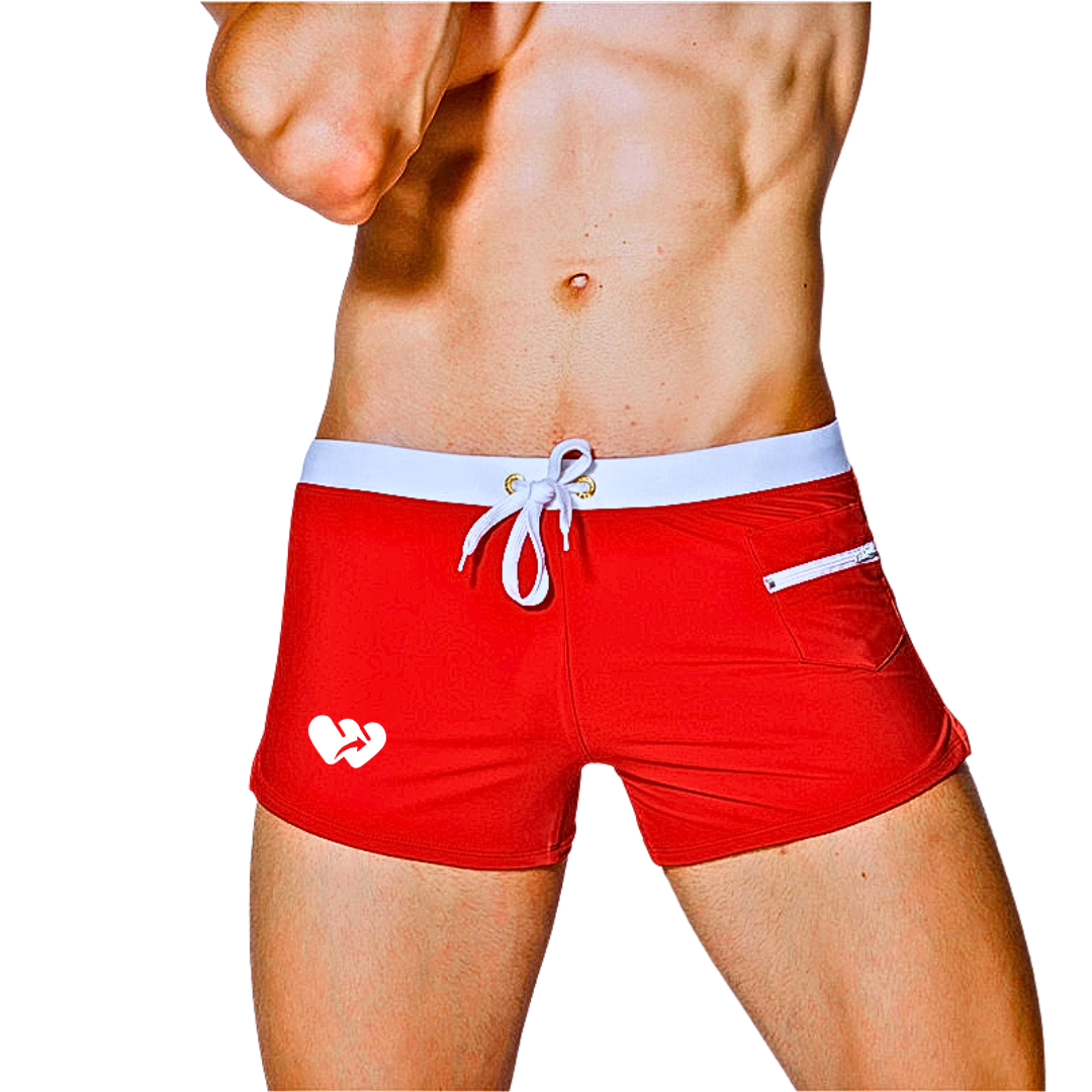 Men's Solid Color Swim Trunks Square-Cut With Pocket