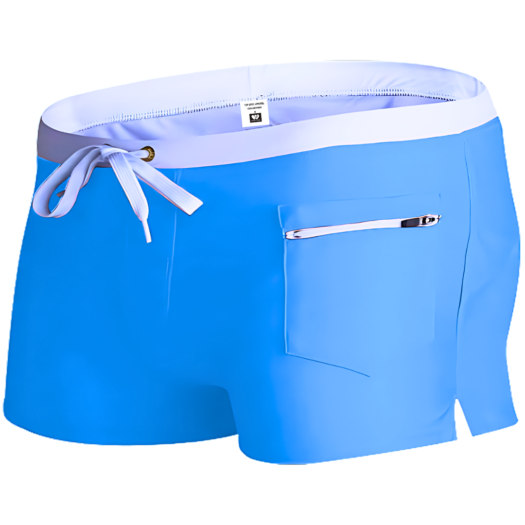 Men's Solid Color Swim Trunks Square-Cut With Pocket