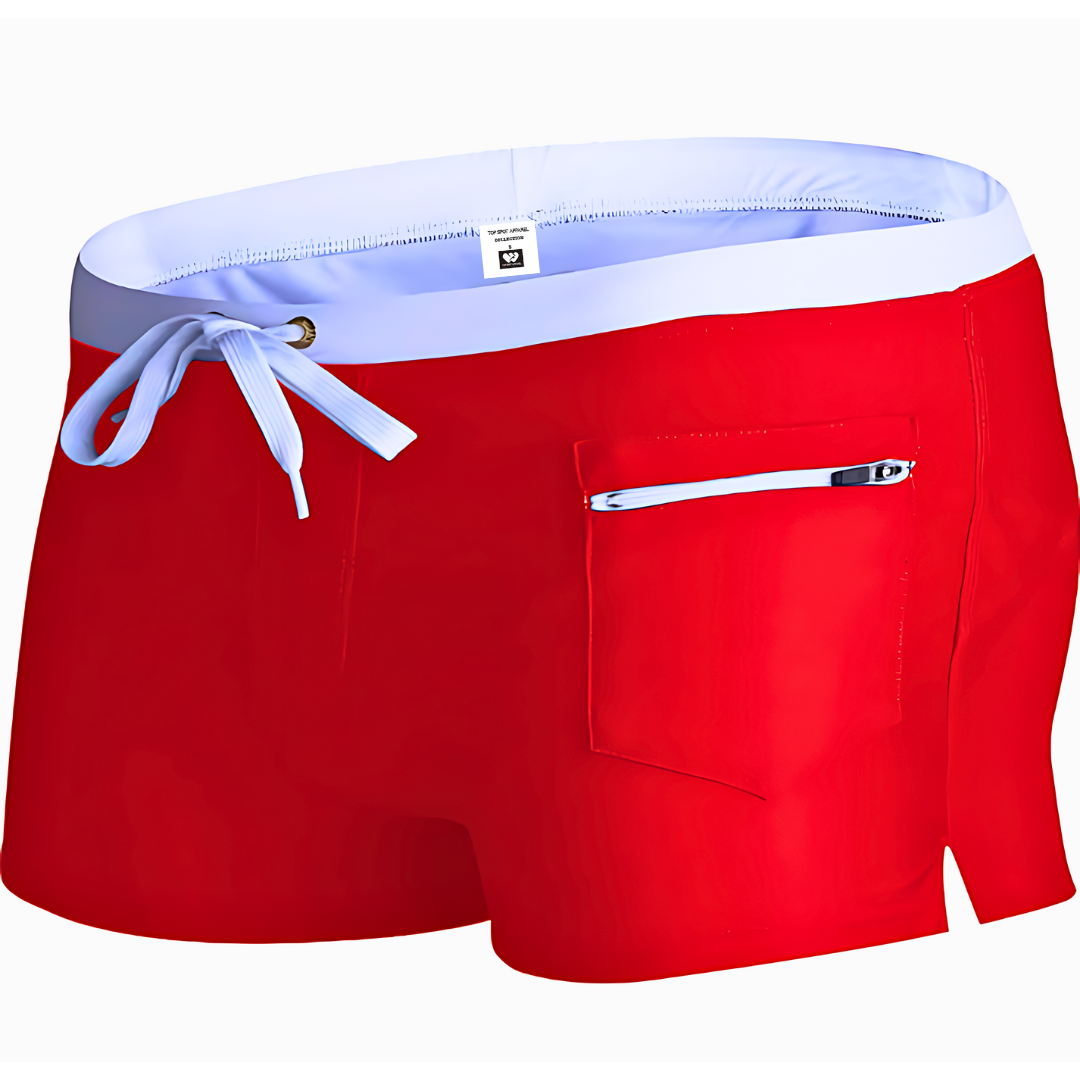Men's Solid Color Swim Trunks Square-Cut With Pocket