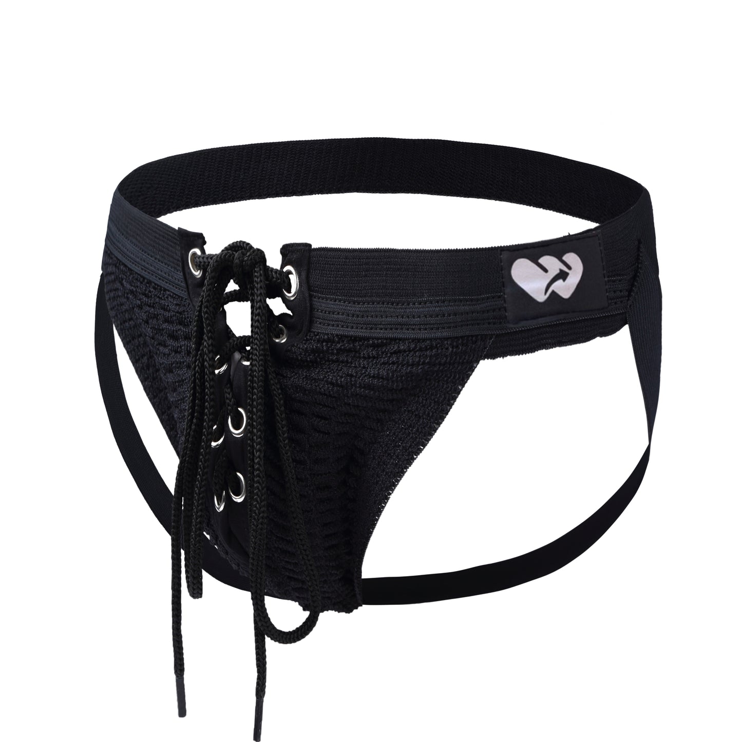 Men's Athletic Supporter Contoured Waistband Lace - Up Front Chain Rings Jockstrap