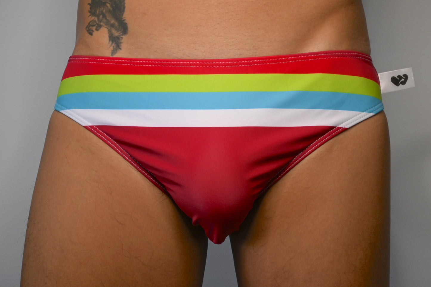 Rainbow slim low rise mini swim briefs for tanning