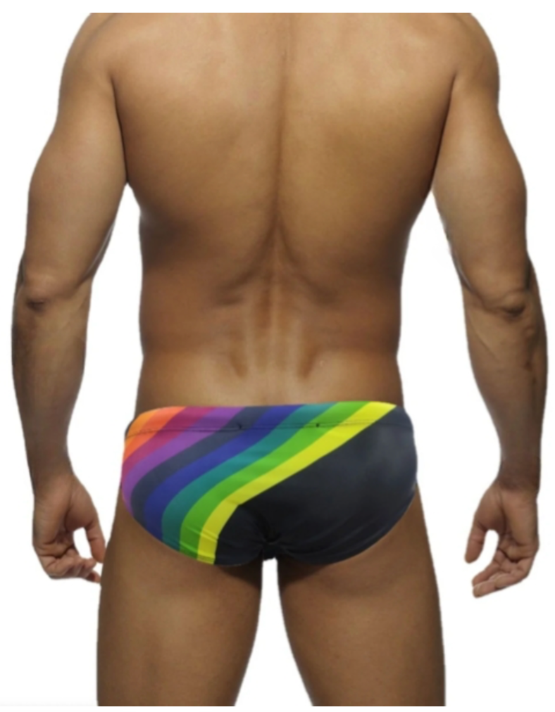Men's Rainbow Striped Enhancing Swimsuit
