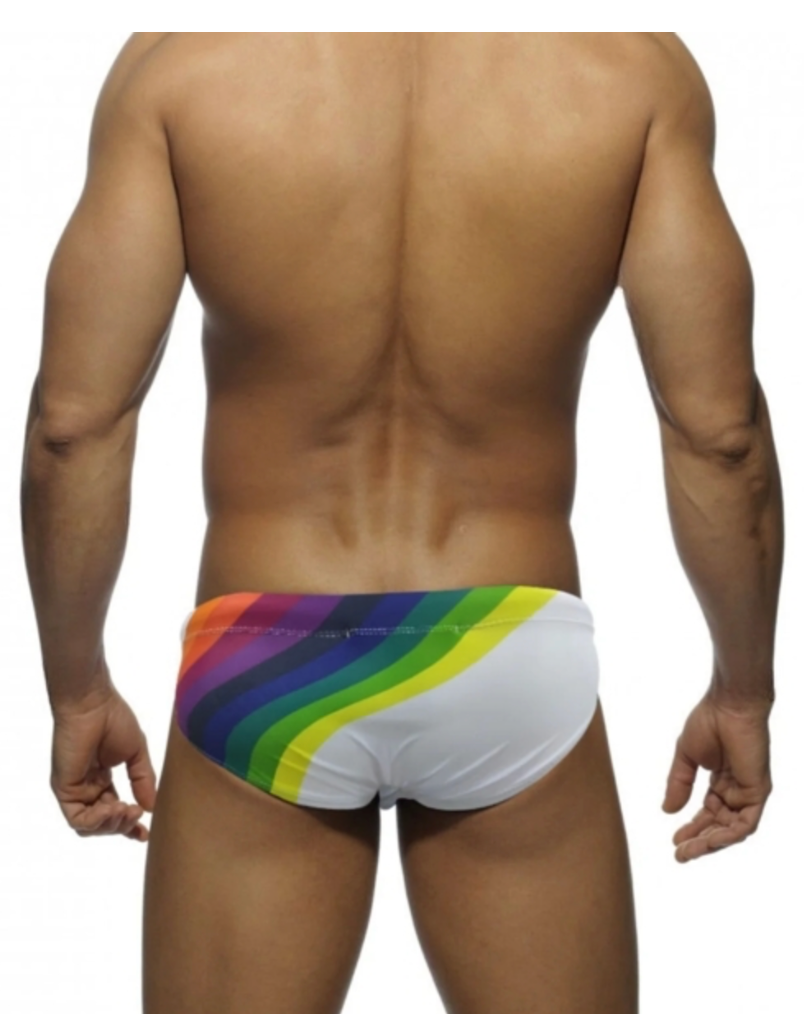 Men's Rainbow Striped Enhancing Swimsuit