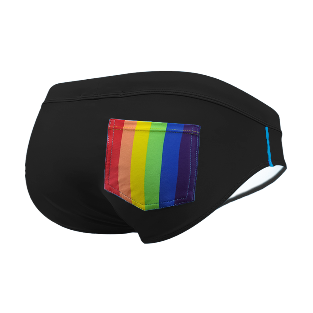 Men's Rainbow Back Pocket Swim Briefs
