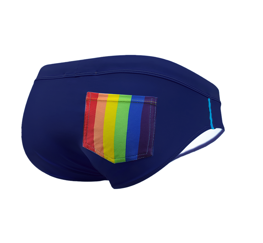 Men's Rainbow Back Pocket Swim Briefs