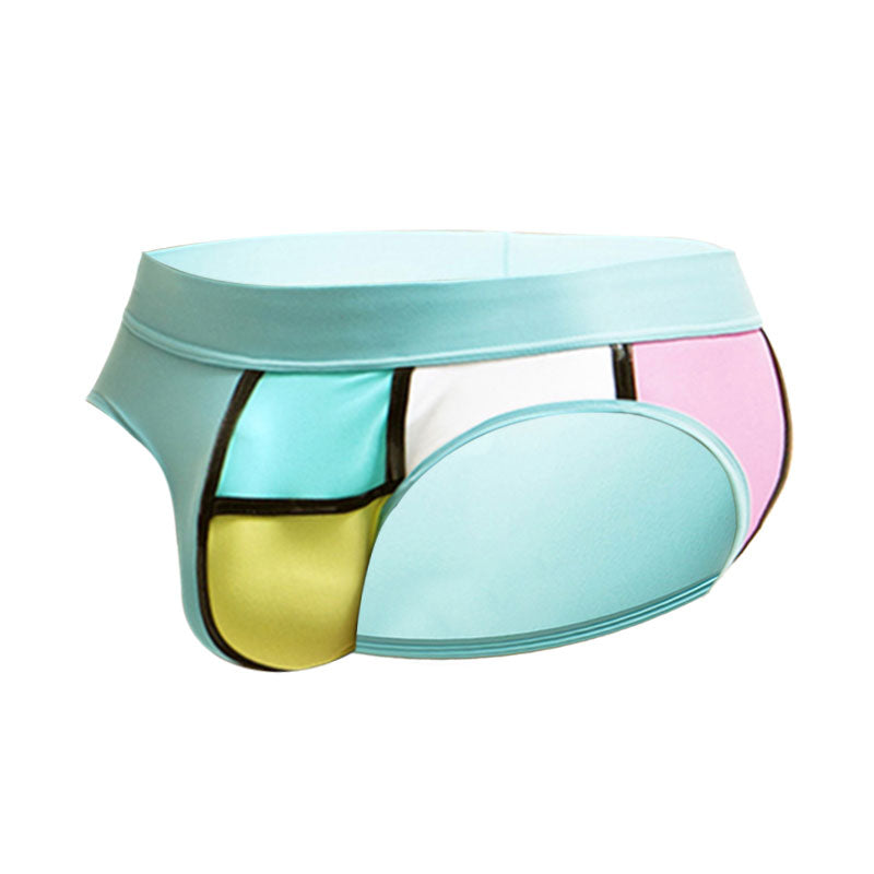 Men's Low Rise Contoured Mondrian Color Blocked Swimsuit