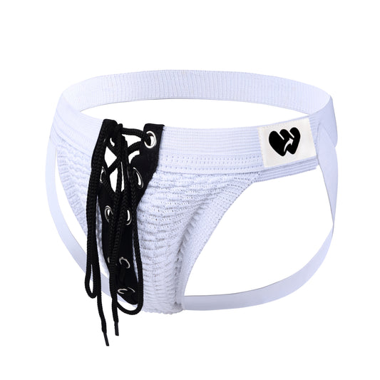 Men's Athletic Supporter Contoured Waistband Lace - Up Front Chain Rings Jockstrap