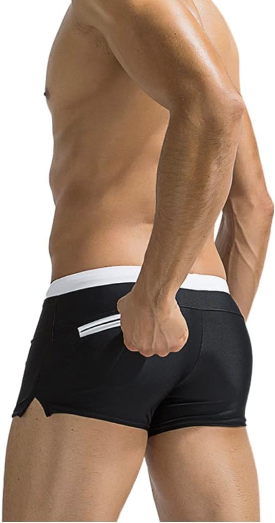 Men's Square Cut Swim Trunks and Drag Suit, Back Pocket