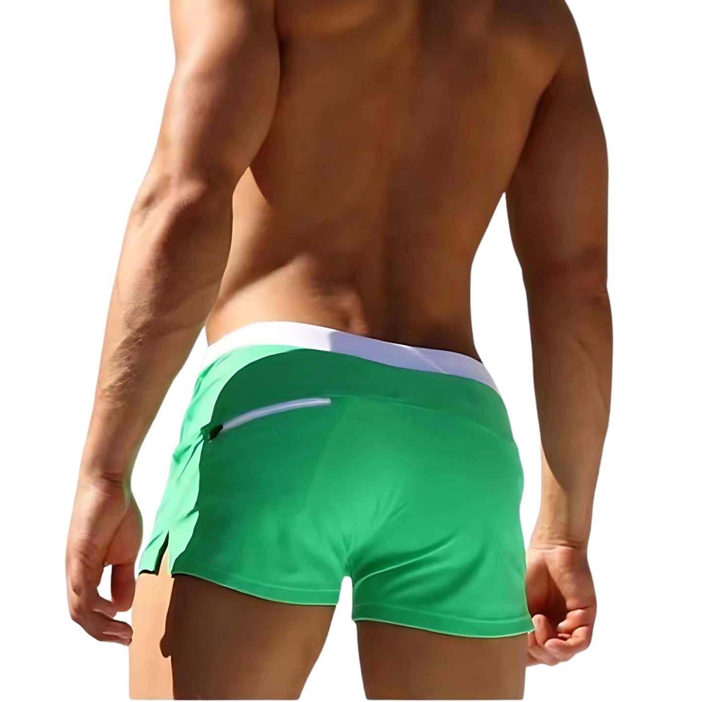 Men's Square Cut Swim Trunks and Drag Suit, Back Pocket