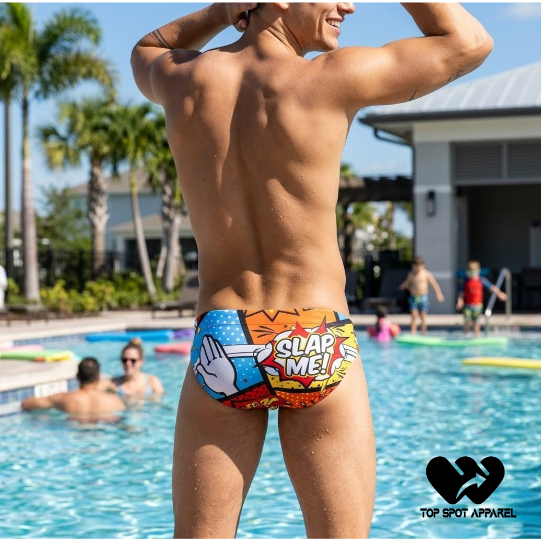 Men's WTF Naughty Comic Enhancing Swim Briefs